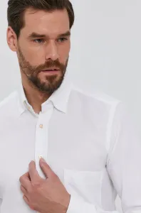 Bavlnená košeľa Emanuel Berg pánska, biela farba, slim, s golierom button-down #172997