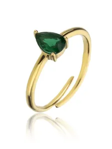 Emily Westwood Pôvabný pozlátený prsteň so zeleným zirkónom Presley EWR23063G