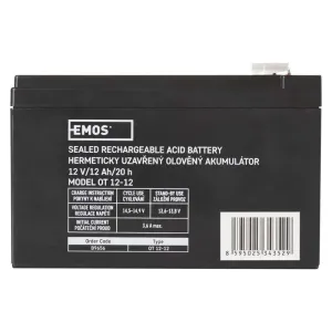 EMOS Bezúdržbový olovený akumulátor 12 V/12 Ah, faston 6,3 mm