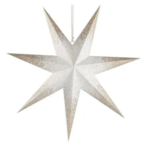 EMOS LED hvězda papírová závěsná se zlatými třpytkami na okrajích, bílá, 60 cm, vnitřní
