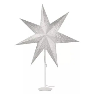 EMOS Vianočná papierová hviezda bielo-strieborná so stojanom 45cm DCAZ14