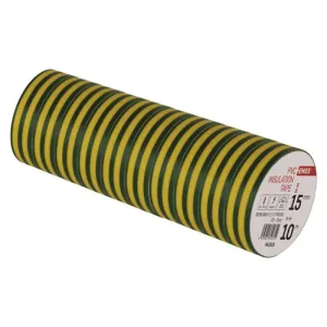 Izolačná páska PVC 15mm / 10m zelenožltá, 10ks