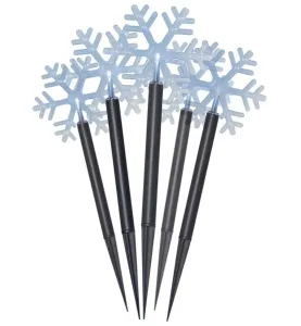EMOS LED vianočné zapichovacie vločky, 30 cm, 3× AA, vonkajšie aj vnútorne, studená biela, časovač