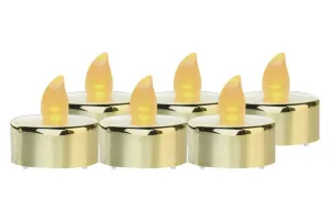EMOS LED dekorácia – 6× čajová sviečka zlatá, 6× CR2032, vnútorná, vintage