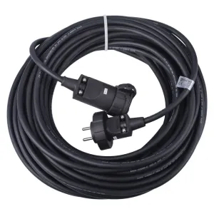 Vonkajší predlžovací kábel 20 m / 1 zásuvka / čierny / guma / 230 V / 2,5 mm2