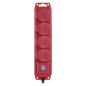 EMOS Predlžovací kábel 3 m / 4 zásuvky / s vypínačom / čierno-červený / guma-neoprén / 1,5 mm2, 1902340301