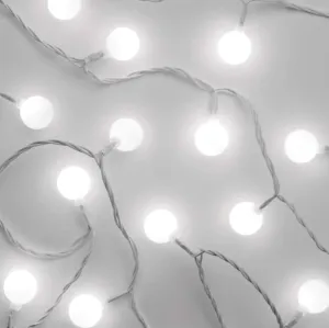 EMOS LED svetelná cherry reťaz – guľôčky 2,5 cm, 4 m, vonkajšia aj vnútorná, studená biela, časovač