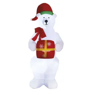 EMOS LED lední medvěd s vánočním dárkem, nafukovací, 240 cm, venkovní i vnitřní, studená bílá