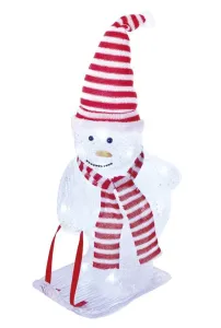 EMOS LED vianočný snehuliak s čiapkou a šálom, 46 cm, vonkajší aj vnútorný, studená biela