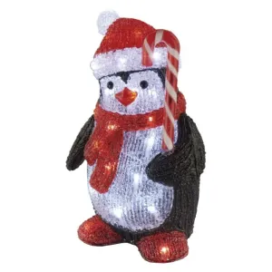 LED vianočný tučniak, 30,5 cm, vonkajší aj vnútorný, studená biela #1260485