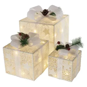 Vianočné darčeky s ozdobou Emos DCFC27, teplá biela, 3 veľkosti