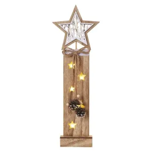 LED dekorácia drevená – hviezdy, 48 cm, 2x AA, vnútorná, teplá biela, časovač #1247484