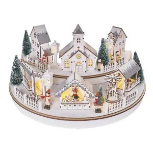 EMOS LED vánoční vesnička, kruh, 2x 2x AA, vnitřní, teplá bílá, časovač
