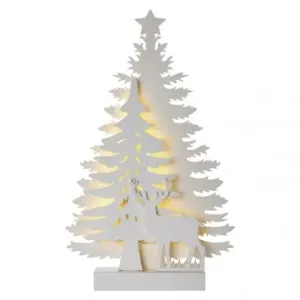 LED vianočný stromček, 23cm, 2× AA, vnútorný, teplá b., čas