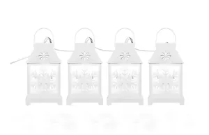 LED vianočná girlanda – biele lampáše s vločkami, studená biela