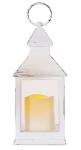 EMOS LED dekorácia – lampáš antik biely blikajúci, 3× AAA, vnútorný, vintage, časovač