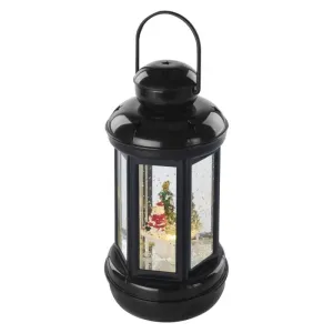 LED dekorácia – vianočný lampáš so Santom, 20 cm, 3x AAA, vnútorný, teplá biela, časovač #1206655