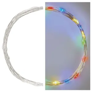 EMOS LED vianočná nano reťaz, 1,9 m, 2× AA, vnútorná, multicolor, časovač