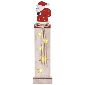 EMOS LED dekorácia drevená – Santa, 46 cm, 2× AA, vnútorná, teplá biela, časovač