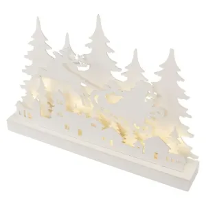EMOS LED dekorácia drevená – vianočná dedinka, 31 cm, 2× AA, vnútorná, teplá biela, časovač