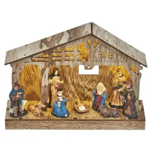 EMOS LED vianočný Betlehem drevený, 19 cm, 3× AA, vnútorná, teplá biela, časovač