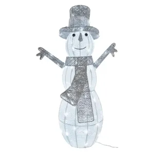 LED vianočný snehuliak ratanový, 82 cm, vnútorný, studená biela, časovač #7655067