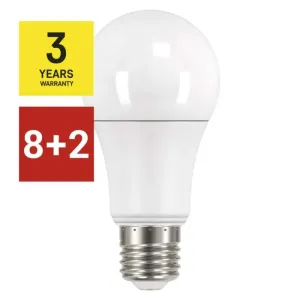 8 + 2 zdarma – LED žiarovka Classic A60 / E27 / 10,5 W (75 W) / 1 060 lm / teplá biela