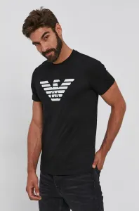 Bavlnené tričko Emporio Armani čierna farba, s potlačou #6783446