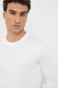 Tričko s dlhým rukávom Emporio Armani pánske, biela farba, jednofarebné