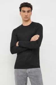 Tričko s dlhým rukávom Emporio Armani pánske, čierna farba, jednofarebné #5798187
