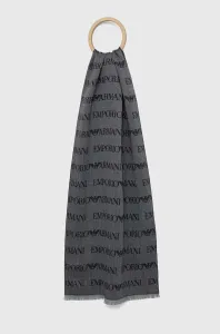 Vlnený šál Emporio Armani šedá farba, vzorovaný #4251168