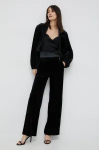 Nohavice Emporio Armani dámske, čierna farba, široké, vysoký pás #8721816