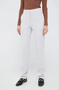 Nohavice Emporio Armani dámske, šedá farba, rovné, vysoký pás #252525