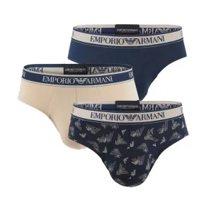 EMPORIO ARMANI - slipy 3PACK stretch cotton fashion corda & marin combo colore - limited edition