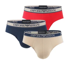 EMPORIO ARMANI - slipy 3PACK stretch cotton marine & rosso - limited edition