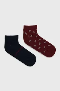 Ponožky Emporio Armani Underwear (2-pack) pánske, bordová farba