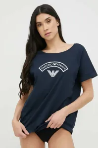 Bavlnené tričko Emporio Armani Underwear tmavomodrá farba