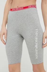Šortky Emporio Armani Underwear dámske, šedá farba, s potlačou, stredne vysoký pás #8688013