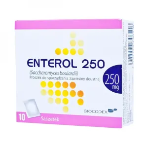 Enterol 250 mg prášok na perorálnu suspenziu plu por (vrecko papier/Al/PE) 1x10 vrecúšok