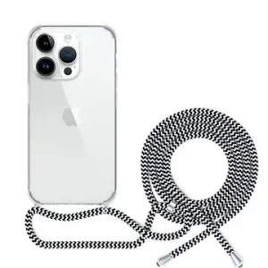 Epico transparentný kryt so šnúrkou na iPhone 13 mini – čierno-biely