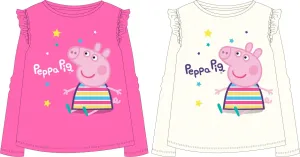 EPlus Dievčenské tričko s dlhým rukávom - Peppa Pig, krémové Veľkosť - deti: 116