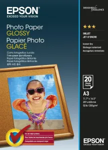 Epson Glossy Photo Paper, foto papír, lesklý, bílý, Stylus Color, Photo, Pro, A3, 200 g/m2, 20 ks, C13S042536, inkoustový