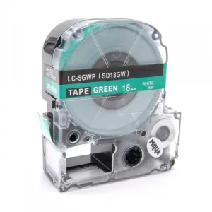 Epson LK-SD18GW, 18mm x 9m, bílý tisk / zelený podklad, kompatibilní páska