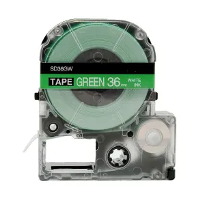 Epson LK-SD36GW, 36mm x 9m, bílý tisk / zelený podklad, kompatibilní páska