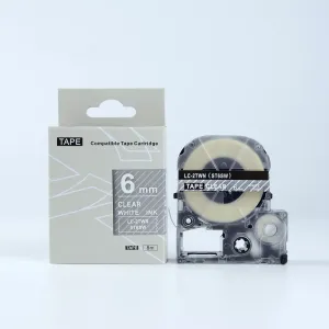 Epson LK-ST6SW, 6mm x 9m, bílý tisk / průhledný podklad, kompatibilní páska