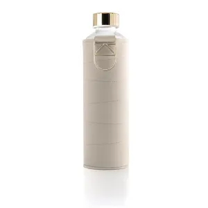 Equa Mismatch sklenená fľaša na vodu + obal z umelej kože farba Beige 750 ml
