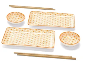 ERNESTO® Súprava na sushi (biela/oranžová)