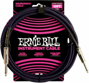 Ernie Ball Braided Straight Straight Inst Cable Čierna-Fialová 3 m Rovný - Zalomený