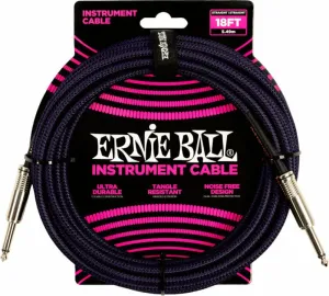 Ernie Ball Braided Straight Straight Inst Cable Čierna-Fialová 5,5 m Rovný - Rovný