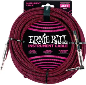 Ernie Ball P06062 Červená-Čierna 7,5 m Rovný - Zalomený